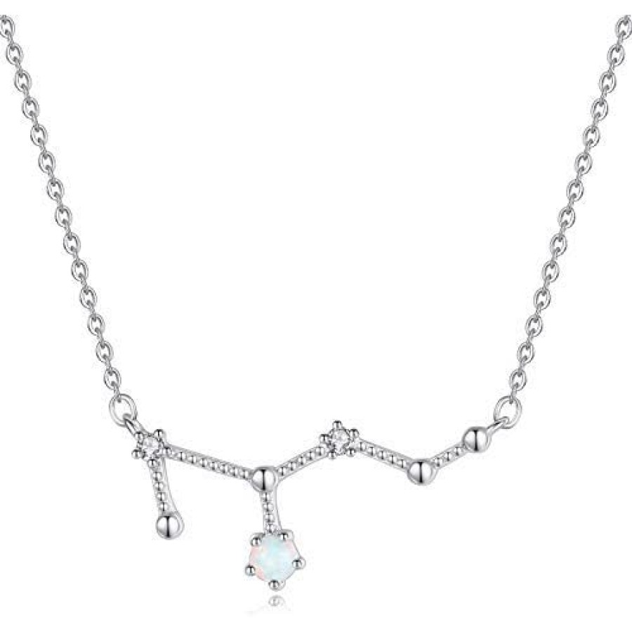 VIKI LYNN 925 Sterling Silver Created Opal Zodiac Necklace (Color: Leo) VIKI LYNN 925 Sterling Silver Created Opal Zodiac Necklace (Color: Leo)