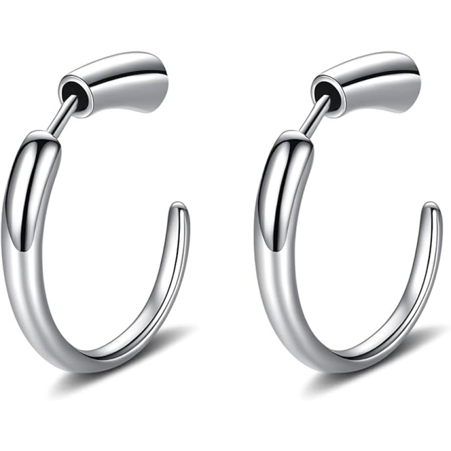 VIKI LYNN 925 Sterling Silver Minimalist Half Hoop Earrings for Women VIKI LYNN 925 Sterling Silver Minimalist Half Hoop Earrings for Women