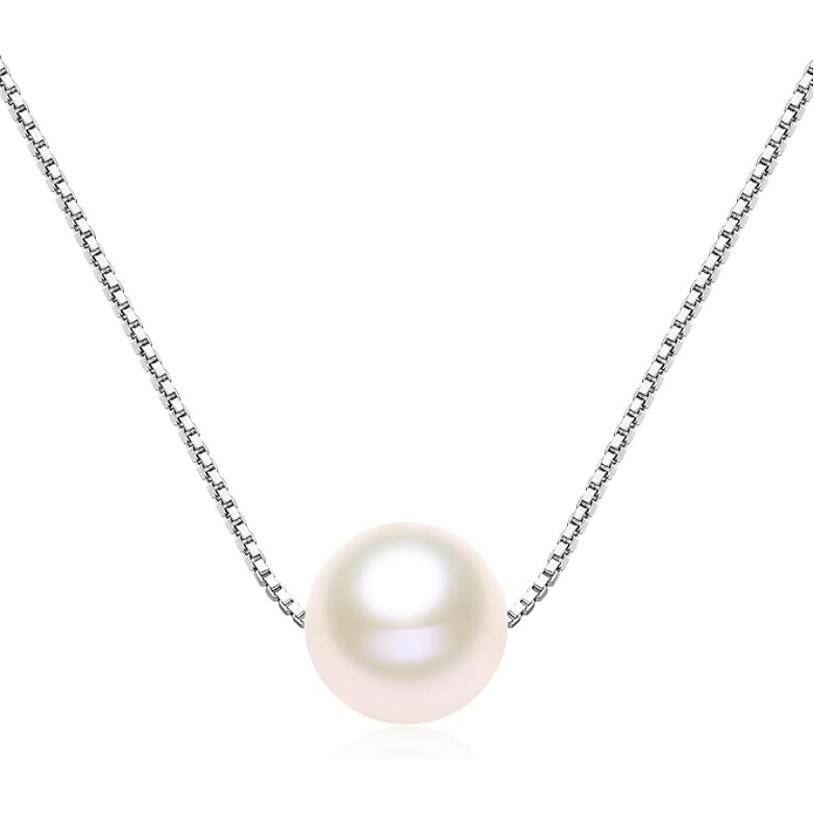 VIKI LYNN Single Pearl Necklace 7-8mm Freshwater Cultured Pearl 925 Sterling Silver Box Chain VIKI LYNN Single Pearl Necklace 7-8mm Freshwater Cultured Pearl 925 Sterling Silver Box Chain