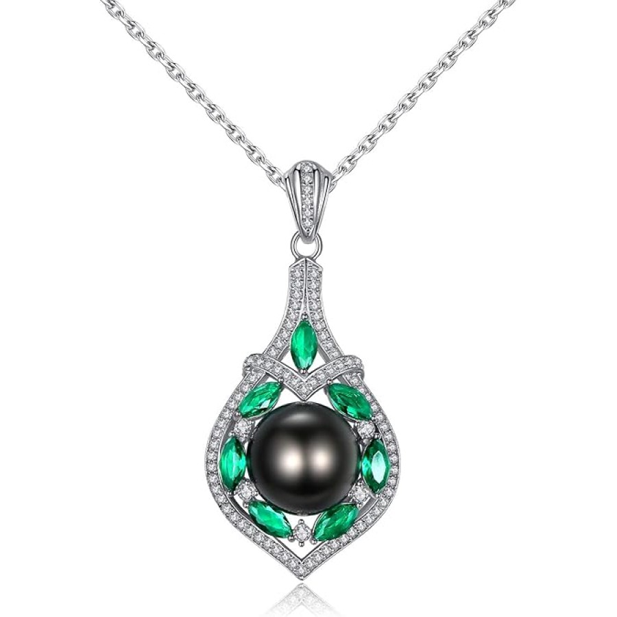 VIKI LYNN Tahitian Cultured Black Pearl Pendant Necklace 10-11mm AAA Quality Sterling Silver CZ for Women VIKI LYNN Tahitian Cultured Black Pearl Pendant Necklace 10-11mm AAA Quality Sterling Silver CZ for Women