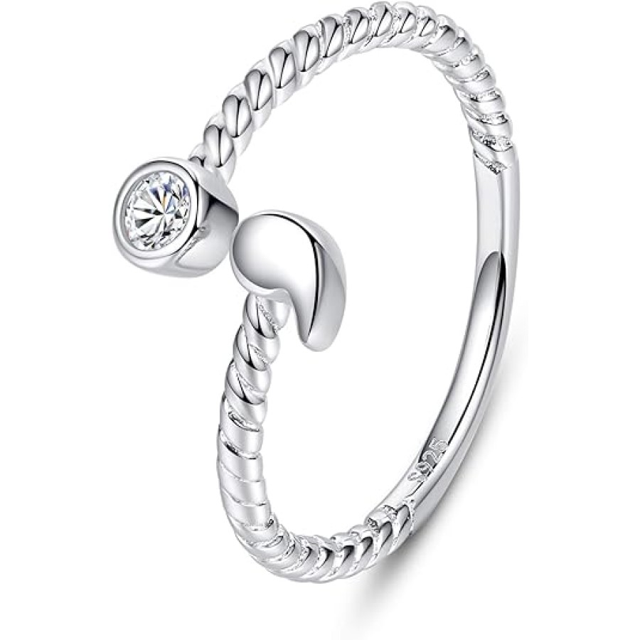 VIKI LYNN Semicolon Rings 925 Sterling Silver CZ Adjustable Open Jewelry for Women (Style: round semicolon) VIKI LYNN Semicolon Rings 925 Sterling Silver CZ Adjustable Open Jewelry for Women (Style: round semicolon)