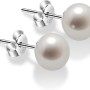 Pearl Earrings for Women 7-9mm Freshwater Cultured Pearl Stud Earrings 925 Sterling Silver - VIKI LYNN