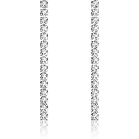 VIKI LYNN 925 Sterling Silver Long Cubic Zirconia Crystal Dangle Drop Earrings for Women