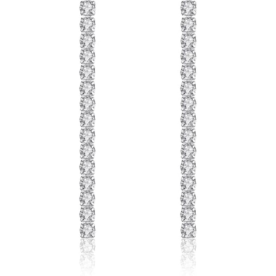 VIKI LYNN 925 Sterling Silver Long Cubic Zirconia Crystal Dangle Drop Earrings for Women VIKI LYNN 925 Sterling Silver Long Cubic Zirconia Crystal Dangle Drop Earrings for Women