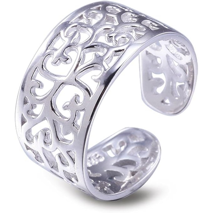 VIKI LYNN Toe Rings for Women Sterling Silver Adjustable Open Rings Tail Ring (Color: Silver Tone) VIKI LYNN Toe Rings for Women Sterling Silver Adjustable Open Rings Tail Ring (Color: Silver Tone)