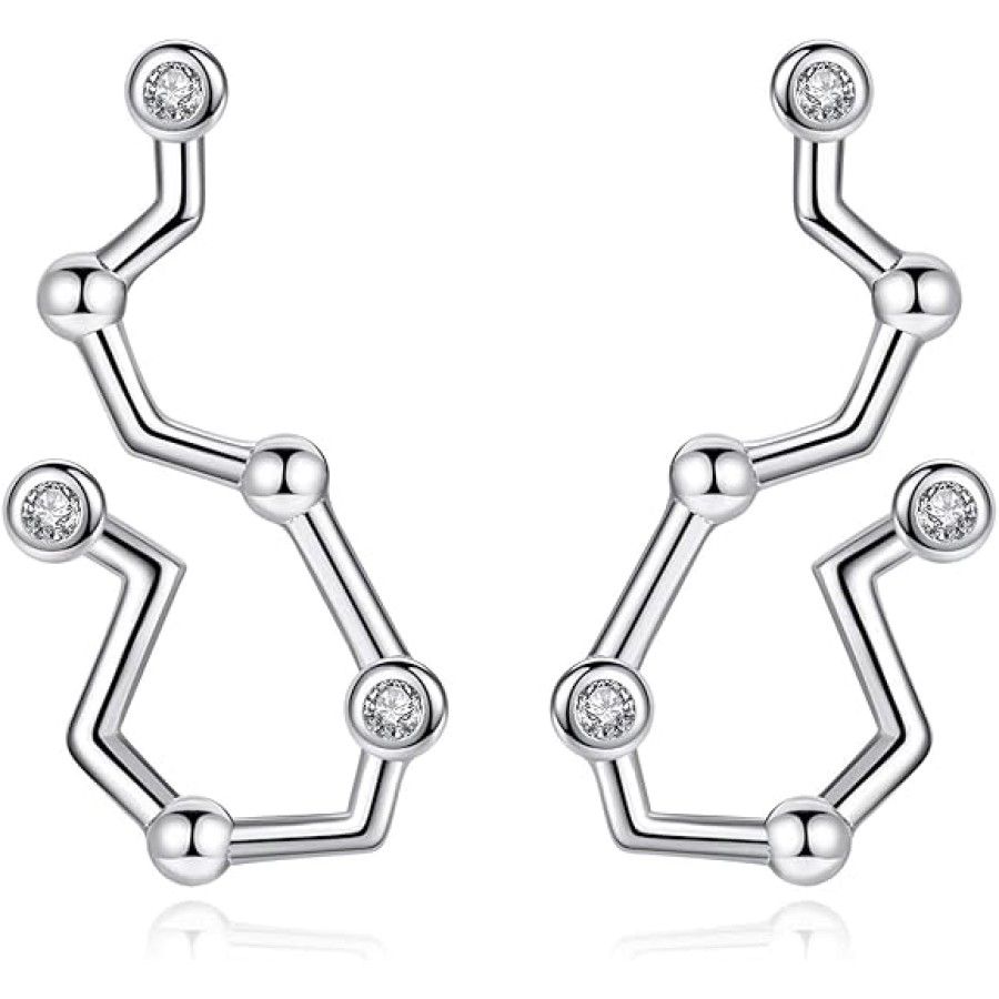 Zodiac Constellation Earrings 925 Sterling Silver CZ Horoscope Stud Earrings for Women -( aquarius - Capricorn) Zodiac Constellation Earrings 925 Sterling Silver CZ Horoscope Stud Earrings for Women -( aquarius - Capricorn)