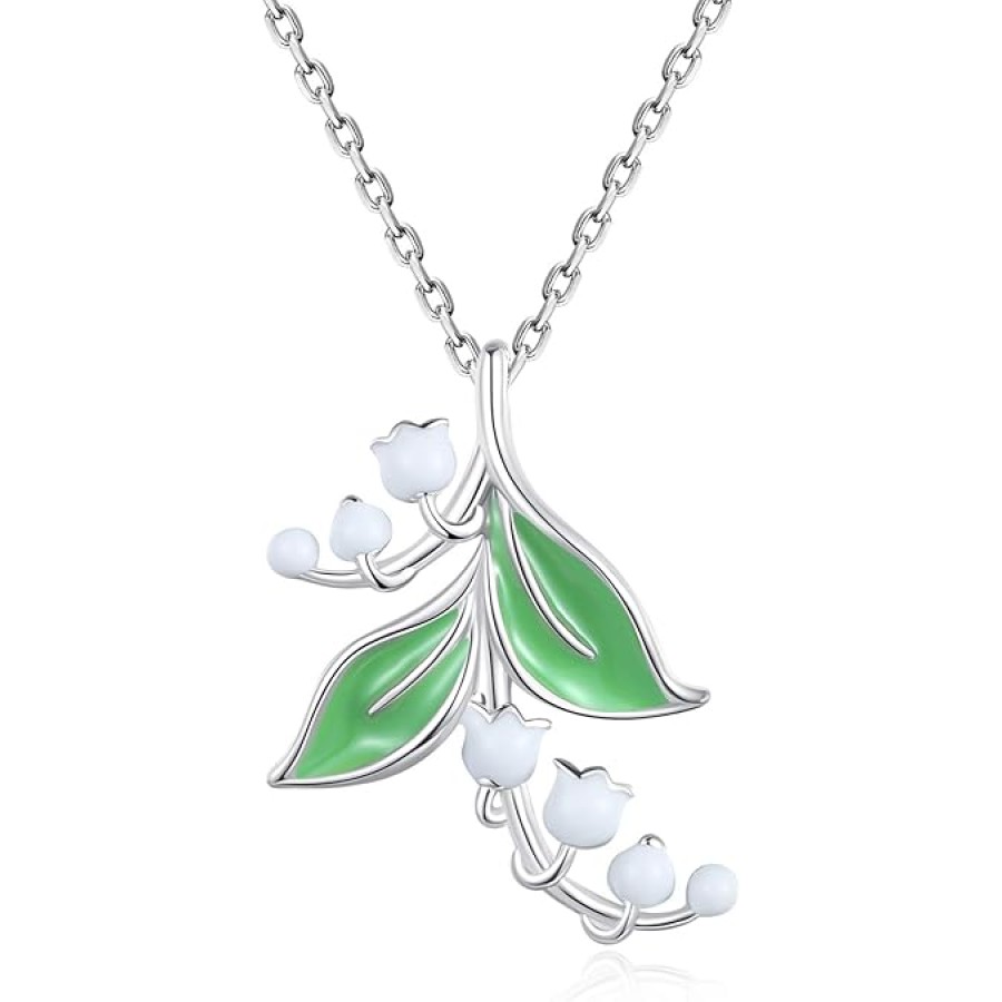VIKI LYNN 925 Sterling Silver Elegant Lily of The Valley Flower Pendant Necklace for Women VIKI LYNN 925 Sterling Silver Elegant Lily of The Valley Flower Pendant Necklace for Women