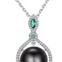 VIKI LYNN 10-11mm AAA Quality Tahitian Cultured Black Pearl Pendant Necklace Sterling Silver CZ for Women