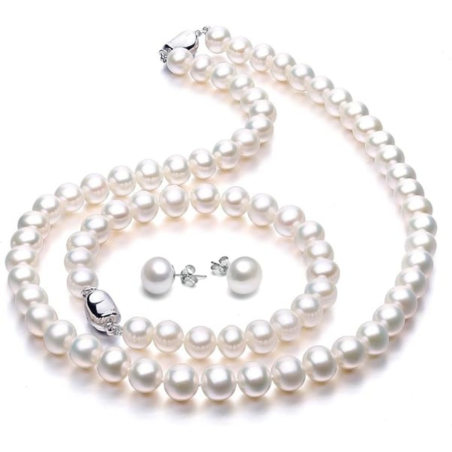 VIKI LYNN Freshwater Cultured Pearl Necklace Set Includes Stunning Bracelet and Stud Earrings Jewelry for Women VIKI LYNN Freshwater Cultured Pearl Necklace Set Includes Stunning Bracelet and Stud Earrings Jewelry for Women