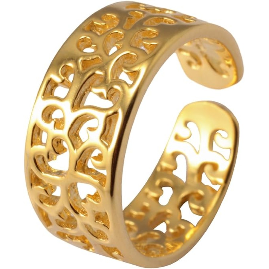 VIKI LYNN Toe Rings for Women Sterling Silver Adjustable Open Rings Tail Ring (Color: Gold) VIKI LYNN Toe Rings for Women Sterling Silver Adjustable Open Rings Tail Ring (Color: Gold)