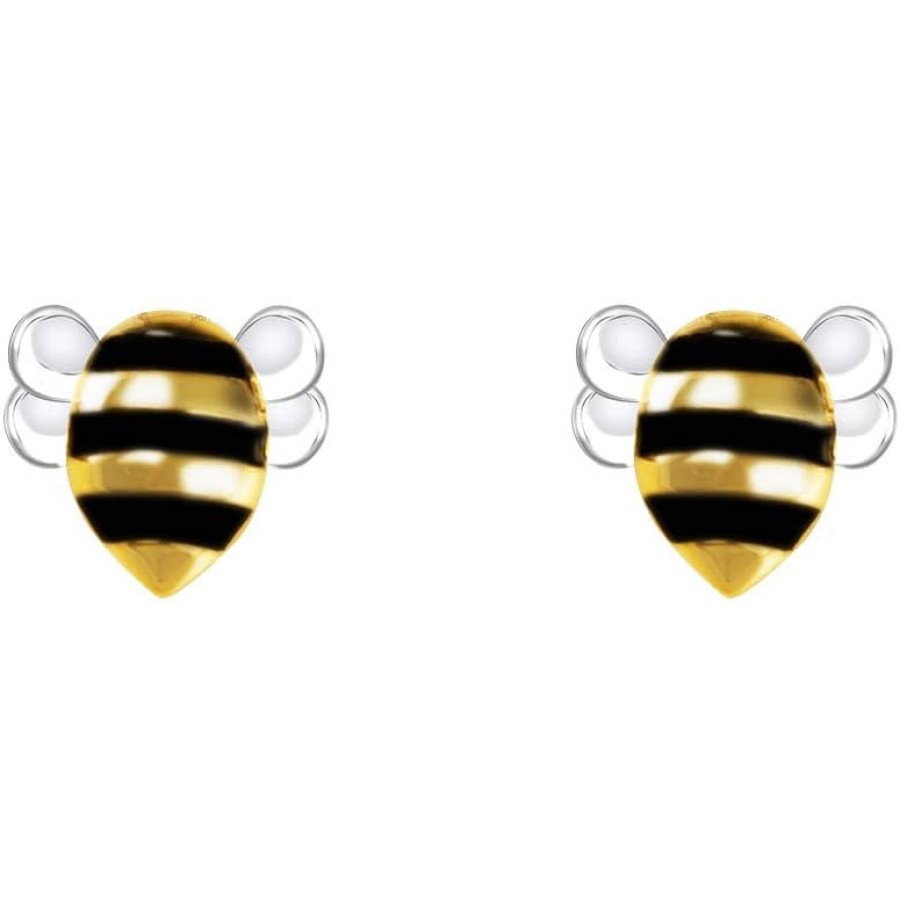 VIKI LYNN Cute Honeybee Stud Earrings Lovely Bee Sterling Silver Earrings Jewelry for Women VIKI LYNN Cute Honeybee Stud Earrings Lovely Bee Sterling Silver Earrings Jewelry for Women
