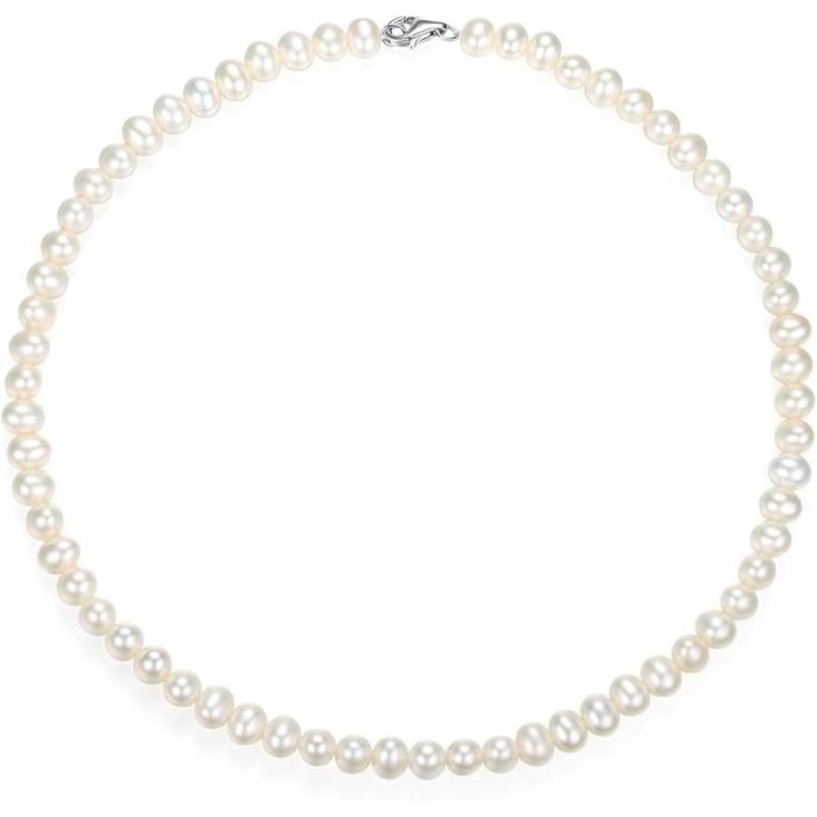 VIKI LYNN Pearl Necklace 6-7mm AAA Freshwater Cultured Pearl Choker Jewelry for Women 16 Inch VIKI LYNN Pearl Necklace 6-7mm AAA Freshwater Cultured Pearl Choker Jewelry for Women 16 Inch