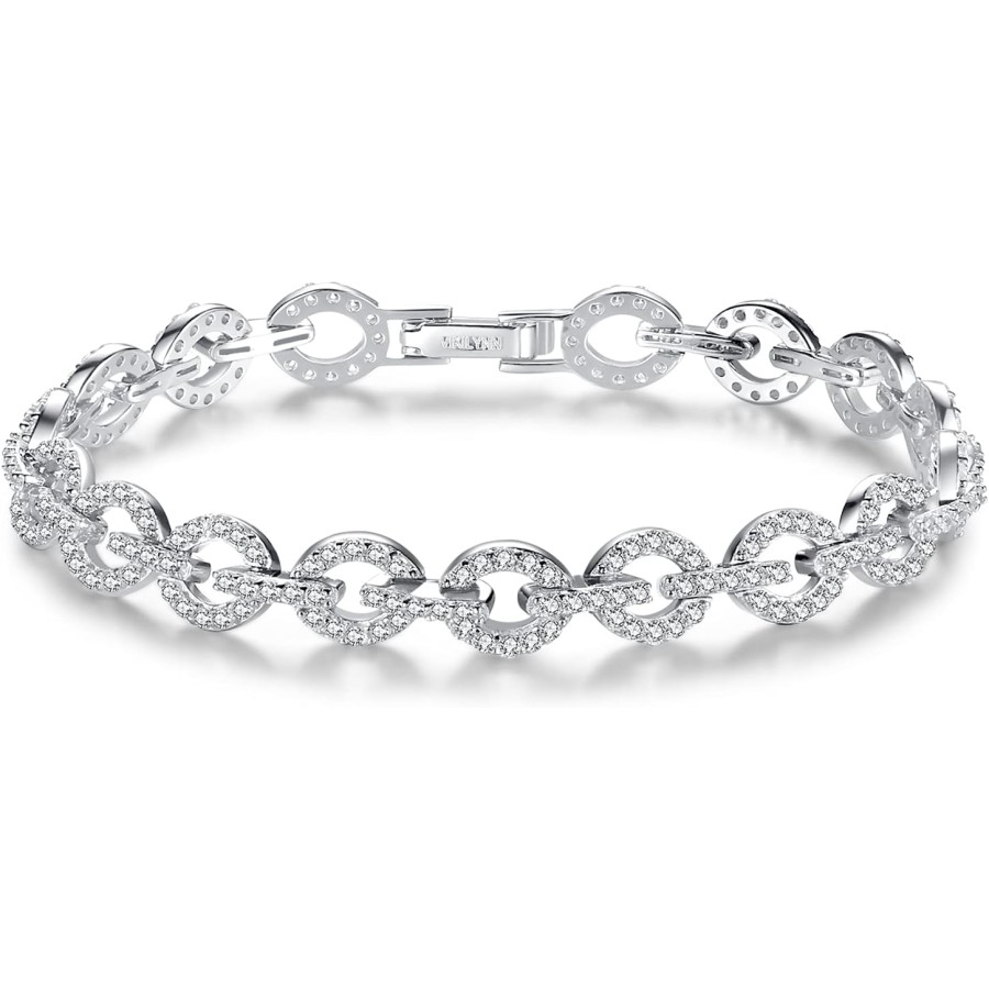 VIKI LYNN Copper Chain Cubic Zirconia Link Bracelet for Women VIKI LYNN Copper Chain Cubic Zirconia Link Bracelet for Women
