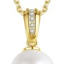 VIKI LYNN 7-8mm Freshwater Cultured Pearl Necklace Single Pearl Pendant Jewelry for Women (Color: Gold)