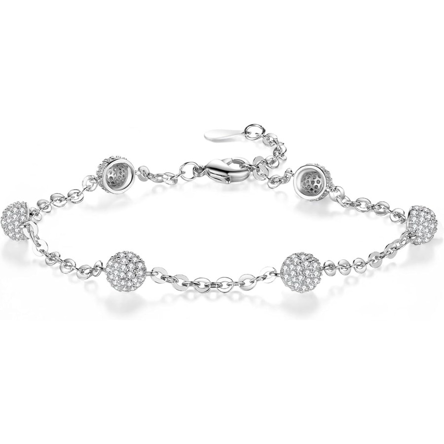VIKI LYNN Copper Chain Link Bracelet with Hemisphere Cubic Zirconia Ball for Women VIKI LYNN Copper Chain Link Bracelet with Hemisphere Cubic Zirconia Ball for Women