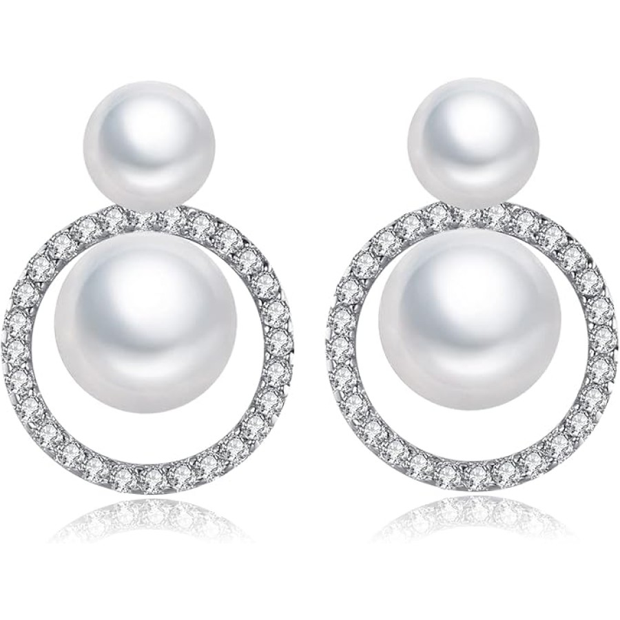 VIKI LYNN Freshwater Cultured Double Pearl Stud Earrings for Women Double Ball Sterling Silver Earrings VIKI LYNN Freshwater Cultured Double Pearl Stud Earrings for Women Double Ball Sterling Silver Earrings