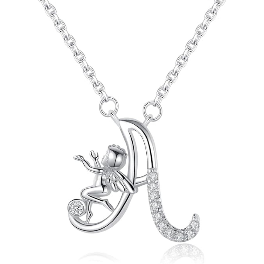 VIKI LYNN Initial Necklace for Women 925 Sterling Silver 26 Alphabets Letter and Angel Necklace (A-Z) VIKI LYNN Initial Necklace for Women 925 Sterling Silver 26 Alphabets Letter and Angel Necklace (A-Z)