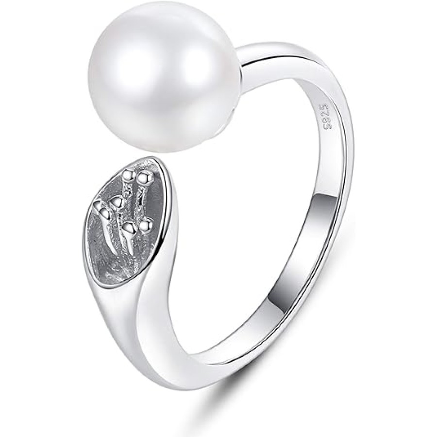 VIKI LYNN 925 Sterling Silver Adjustable 8-9mm Freshwater Button Pearl Ring VIKI LYNN 925 Sterling Silver Adjustable 8-9mm Freshwater Button Pearl Ring