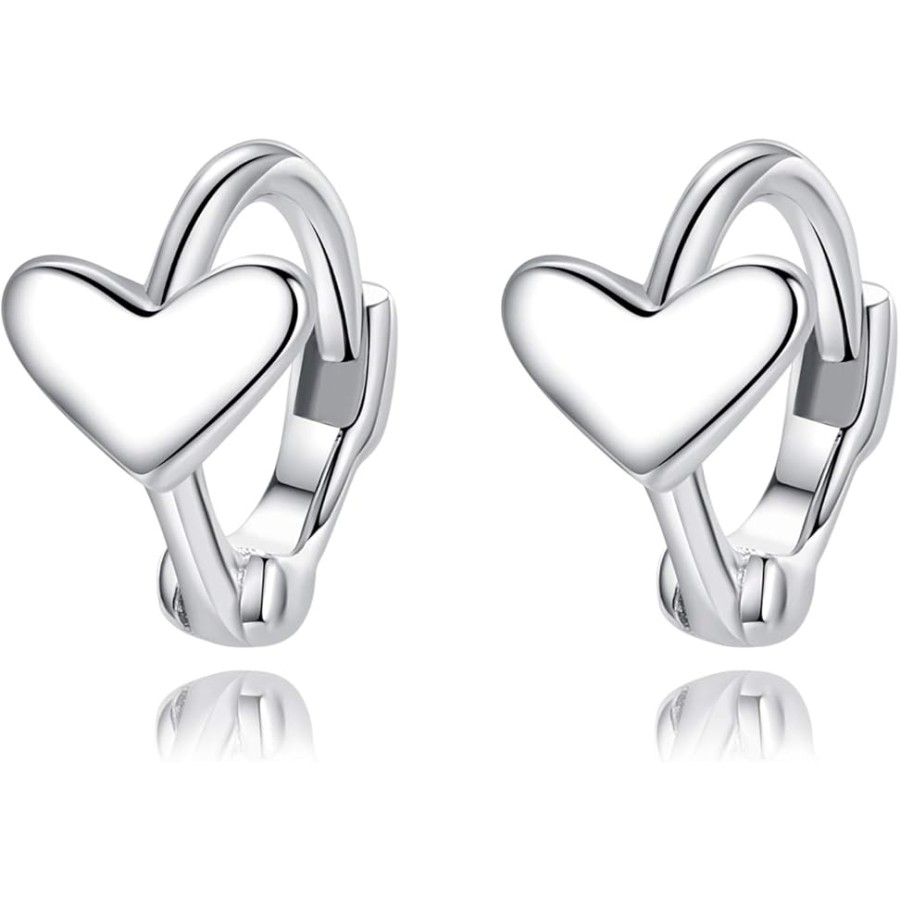 VIKI LYNN 925 Sterling Silver Tiny Hoop Earrings Heart Cartilage Earrings for Women VIKI LYNN 925 Sterling Silver Tiny Hoop Earrings Heart Cartilage Earrings for Women