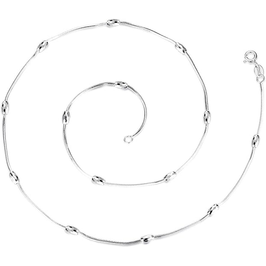 VIKI LYNN 925 Sterling Silver 8 Sided Snake Chain 18 inches (Style: 1mm width-olive bead) VIKI LYNN 925 Sterling Silver 8 Sided Snake Chain 18 inches (Style: 1mm width-olive bead)