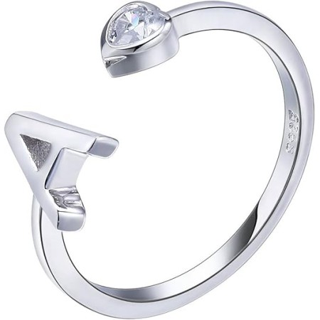 VIKI LYNN 925 Sterling Silver Rings Size 4.5 Adjustable Initial Letter Ring with Cubic Zirconia-Personalized Gifts for Women (A-Z)