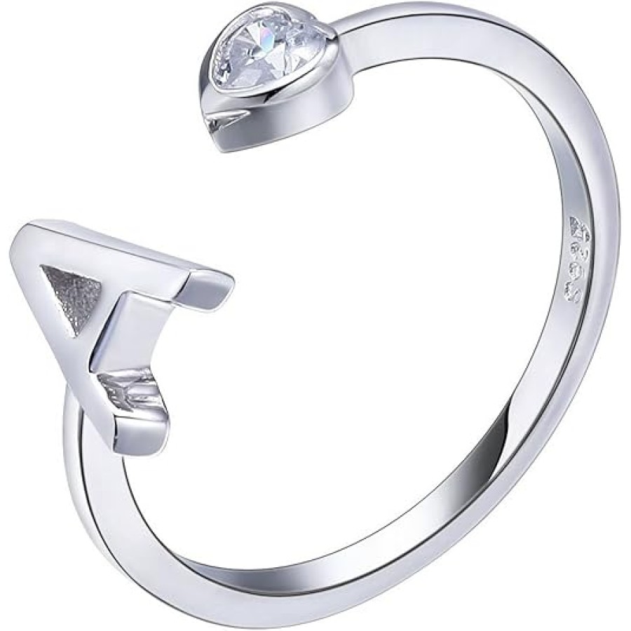 VIKI LYNN 925 Sterling Silver Rings Size 4.5 Adjustable Initial Letter Ring with Cubic Zirconia-Personalized Gifts for Women (A-Z) VIKI LYNN 925 Sterling Silver Rings Size 4.5 Adjustable Initial Letter Ring with Cubic Zirconia-Personalized Gifts for Women (A-Z)