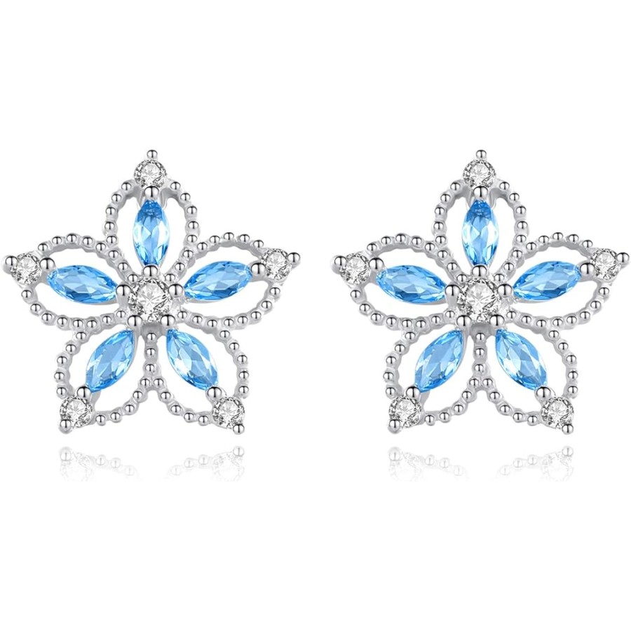 VIKI LYNN 925 Sterling Silver Hollow Flower Stud Earrings with Marquis Cut Cubic Zirconia for Women VIKI LYNN 925 Sterling Silver Hollow Flower Stud Earrings with Marquis Cut Cubic Zirconia for Women