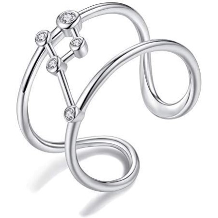 VIKI LYNN 925 Sterling Silver Zodiac Constellation Ring (silver tone)