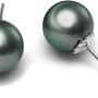 Tahitian Pearl Stud Earrings for Women 18K White Gold 9-10mm Round - VIKI LYNN