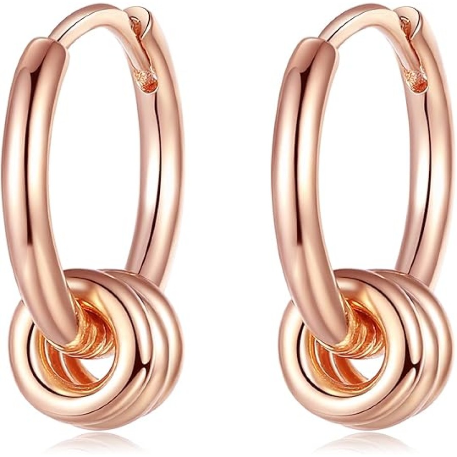 VIKI LYNN 18K Rose Gold Plated Endless Hoop Earrings for Women Sterling Silver Dangle Earrings VIKI LYNN 18K Rose Gold Plated Endless Hoop Earrings for Women Sterling Silver Dangle Earrings