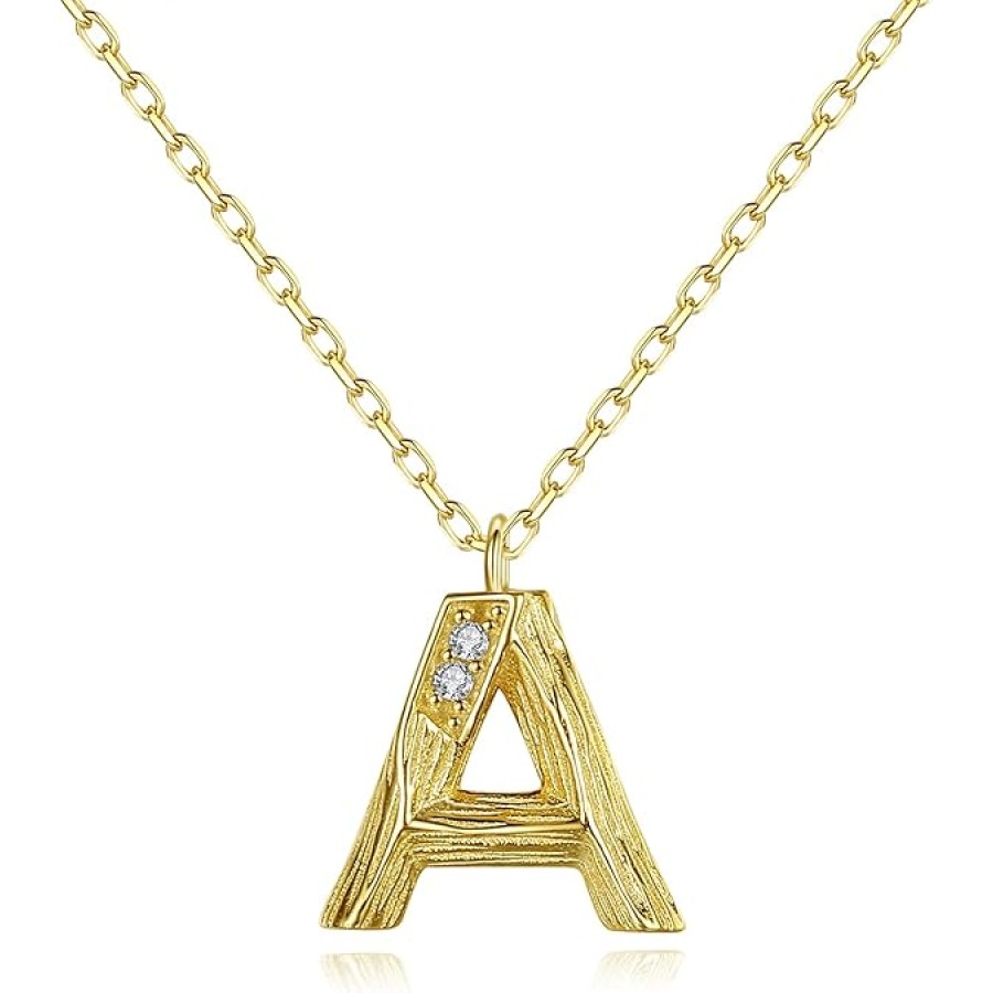 VIKI LYNN 18K Gold Plated Sterling Silver Textured Alphabet Letters Initial Pendant Necklace for Women (A-Z) VIKI LYNN 18K Gold Plated Sterling Silver Textured Alphabet Letters Initial Pendant Necklace for Women (A-Z)