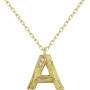 VIKI LYNN 18K Gold Plated Sterling Silver Textured Alphabet Letters Initial Pendant Necklace for Women (A-Z)