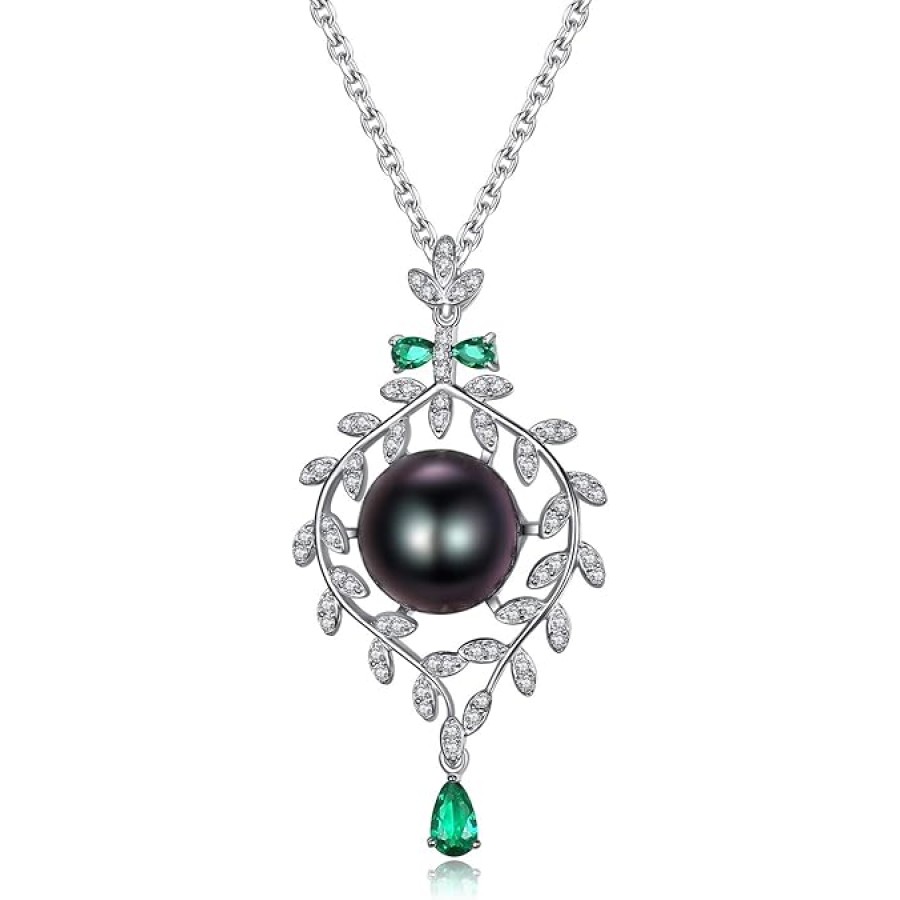 VIKI LYNN AAA 10-11mm Tahitian Cultured Black Pearl Pendant Necklace for Women 18K Gold Plated CZ VIKI LYNN AAA 10-11mm Tahitian Cultured Black Pearl Pendant Necklace for Women 18K Gold Plated CZ