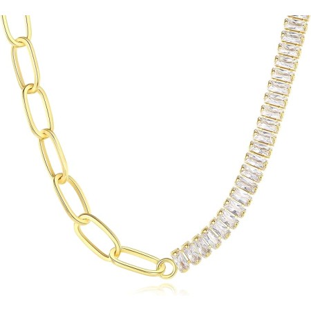 VIKI LYNN 18K Gold Plated Toggle Necklace Chunky Choker Boho Jewelry Paperclip Chain for Women