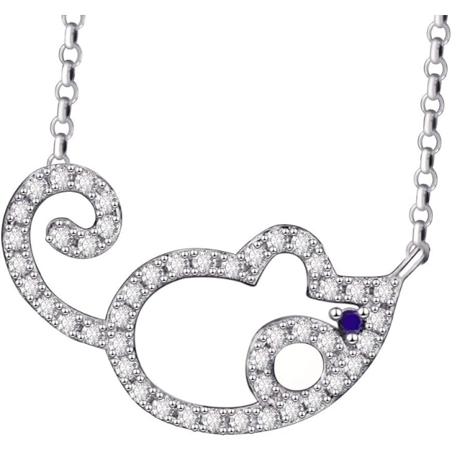 VIKI LYNN Cute Chinchilla Mouse Pendant Necklace Animal Sterling Silver Jewelry for Women VIKI LYNN Cute Chinchilla Mouse Pendant Necklace Animal Sterling Silver Jewelry for Women