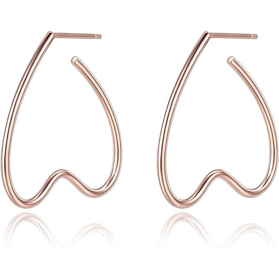 VIKI LYNN Heart Earrings for Women 925 Sterling Silver Hoop Earrings (Color: gold) VIKI LYNN Heart Earrings for Women 925 Sterling Silver Hoop Earrings (Color: gold)