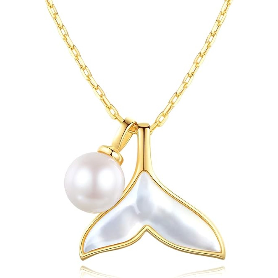 VIKI LYNN Fishtail Necklace 18K Gold Plated Mother of Pearl Mermaid Tail Pendant Necklace VIKI LYNN Fishtail Necklace 18K Gold Plated Mother of Pearl Mermaid Tail Pendant Necklace