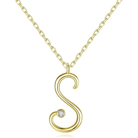 VIKI LYNN Initial Necklace for Women 18K Gold Plated Sterling Silver 26 Latin Cursive Letters Personalized Necklace (A-Z)