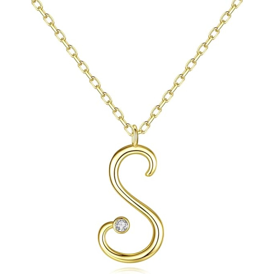 VIKI LYNN Initial Necklace for Women 18K Gold Plated Sterling Silver 26 Latin Cursive Letters Personalized Necklace (A-Z) VIKI LYNN Initial Necklace for Women 18K Gold Plated Sterling Silver 26 Latin Cursive Letters Personalized Necklace (A-Z)