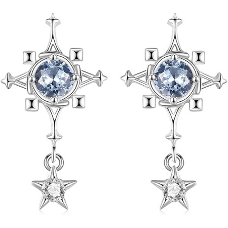 VIKI LYNN Galaxy Star Dangle Drop Earrings for Women Sterling Silver Hypoallergenic Stud Earrings