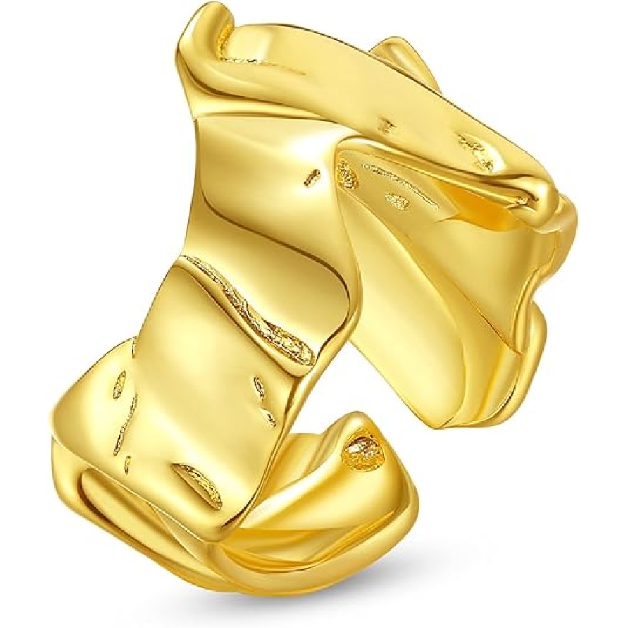 VIKI LYNN Irregular Adjustable Opening Finger Ring Ear cuff Earrings Metal Copper 18K Gold Plated VIKI LYNN Irregular Adjustable Opening Finger Ring Ear cuff Earrings Metal Copper 18K Gold Plated