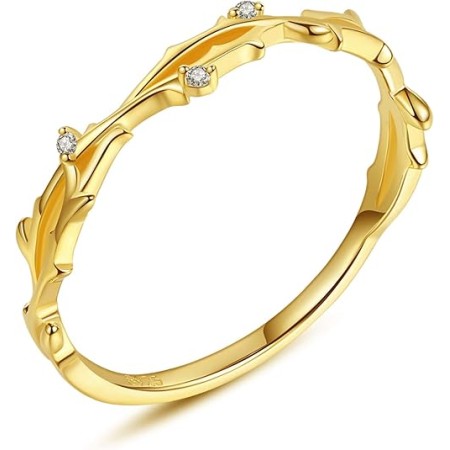 VIKI LYNN 18K Gold Plated Dainty Stacking Stackable Ring Wrap Twig 925 Sterling Silver Thin Band Ring for Women Girls