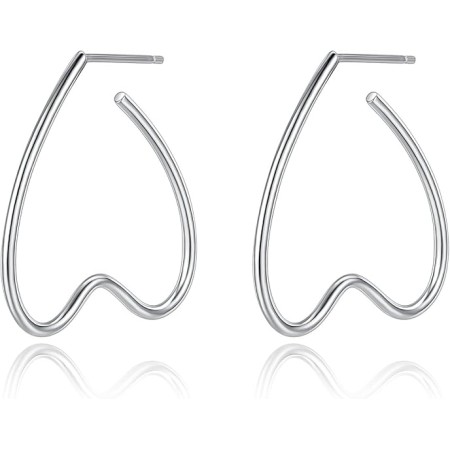 VIKI LYNN Heart Earrings for Women 925 Sterling Silver Hoop Earrings (Color: silver)