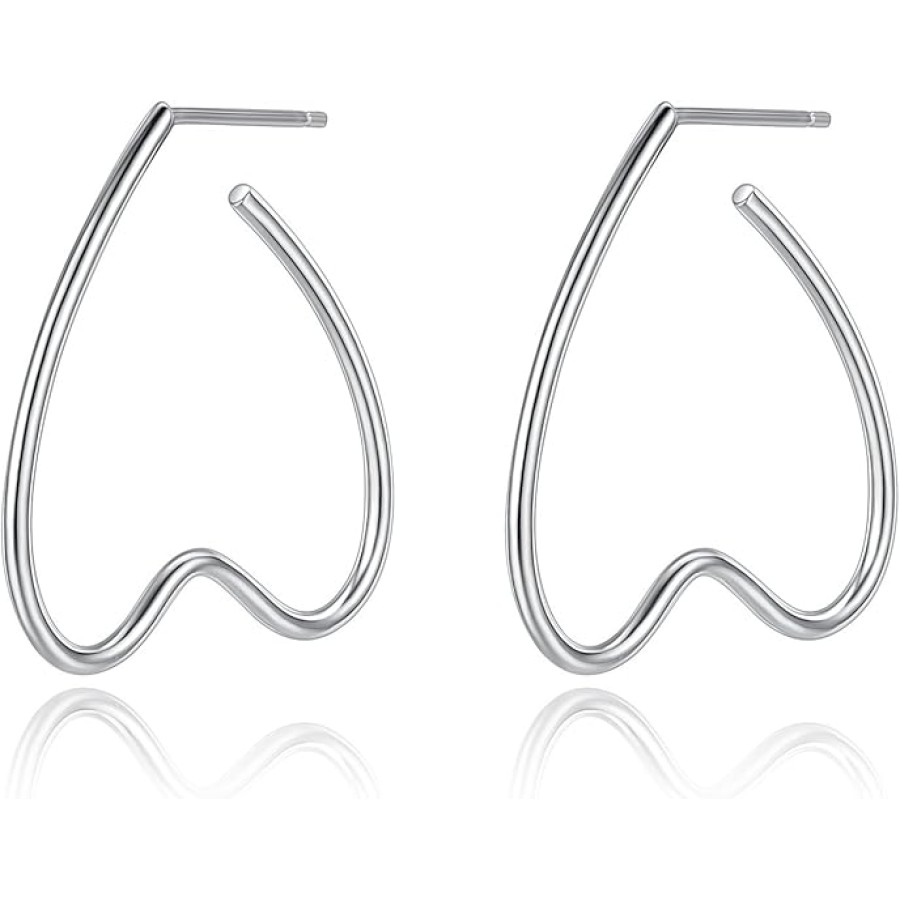 VIKI LYNN Heart Earrings for Women 925 Sterling Silver Hoop Earrings (Color: silver) VIKI LYNN Heart Earrings for Women 925 Sterling Silver Hoop Earrings (Color: silver)