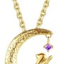 VIKI LYNN 18K Gold Plated Sterling Silver Moon Cat Necklace for Women