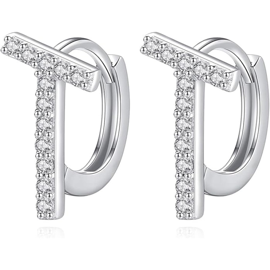 VIKI LYNN 925 Sterling Silver Initial Hoop Earrings Cubic zirconia Letter A-Z Name Alphabet Earrings for Women (A-Z) VIKI LYNN 925 Sterling Silver Initial Hoop Earrings Cubic zirconia Letter A-Z Name Alphabet Earrings for Women (A-Z)