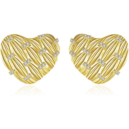 VIKI LYNN Woven Love Heat Stud Earrings with Cubic Zirconia 18K Gold Plated Copper Jewelery
