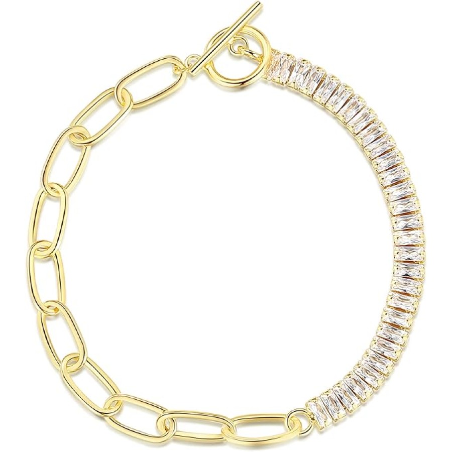 VIKI LYNN 18K Gold Plated Toggle Boho Link Bracelet Jewelry Paperclip Chain for Women VIKI LYNN 18K Gold Plated Toggle Boho Link Bracelet Jewelry Paperclip Chain for Women