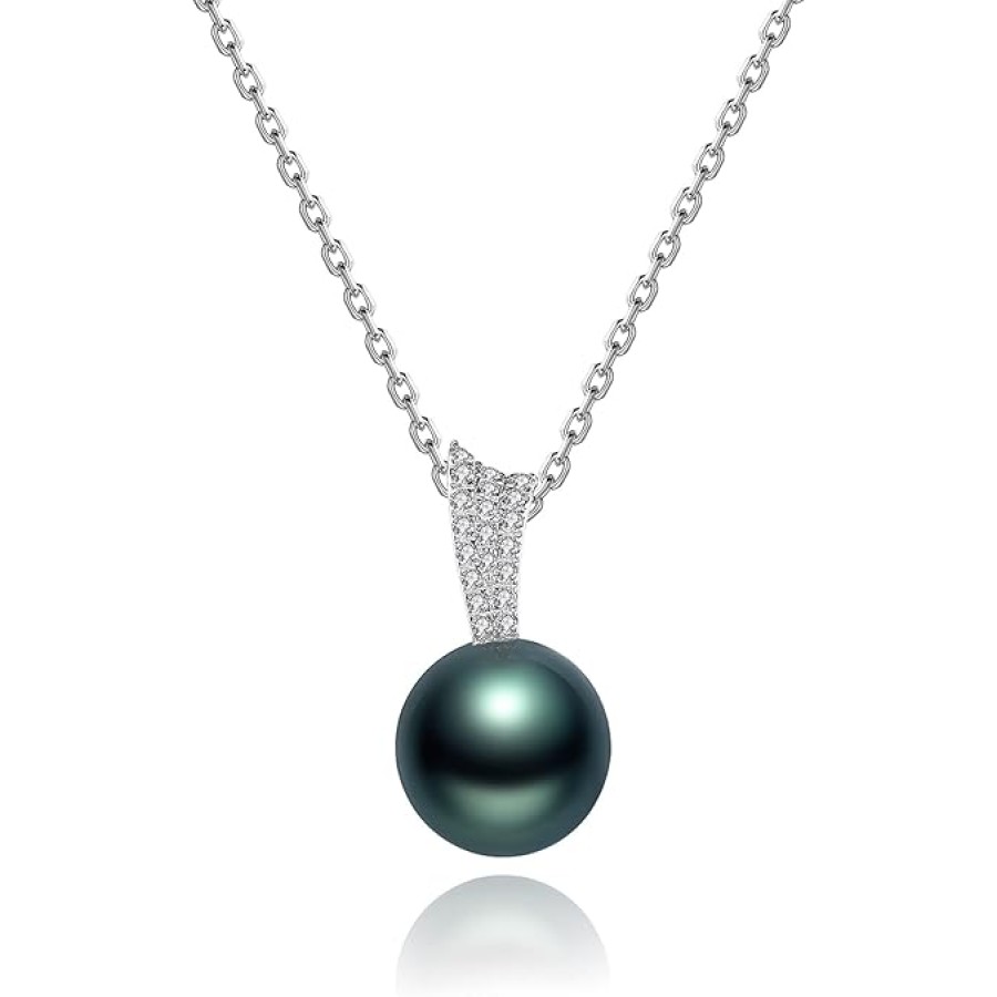 VIKI LYNN 3A 9-10mm Black Tahitian Pearl Pendant Necklace Wedding Gift for Women VIKI LYNN 3A 9-10mm Black Tahitian Pearl Pendant Necklace Wedding Gift for Women