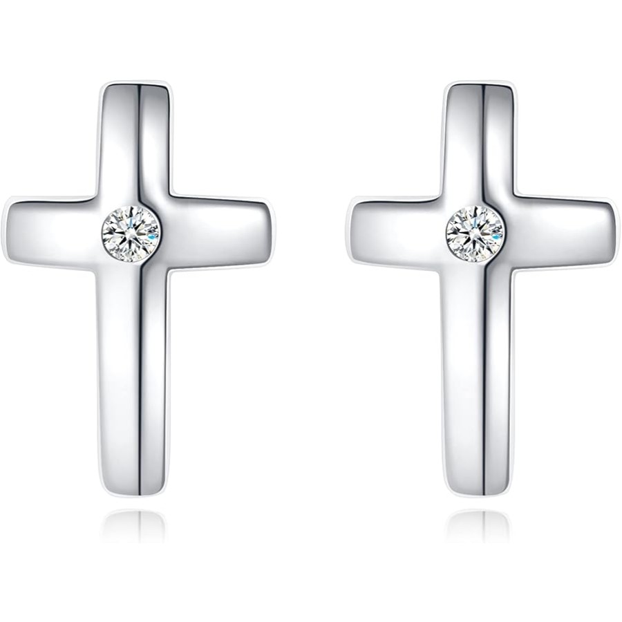 VIKI LYNN 925 Sterling Silver Classic Cross Stud Earrings for Women Men Couples VIKI LYNN 925 Sterling Silver Classic Cross Stud Earrings for Women Men Couples